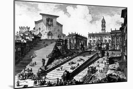 View of the Capitoline Hill, from the 'Views of Rome' Series, C.1760-Giovanni Battista Piranesi-Mounted Giclee Print
