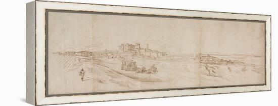 View of the Castello Bracciano, Near Rome with Coach and Figures-Jacques Callot-Framed Premier Image Canvas