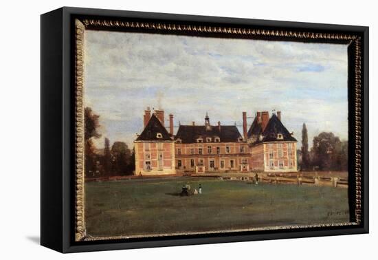 View of the Castle of Marie Caroline, Duchess of Berry a Rosny, in the Yvelines Painting by Camille-Jean Baptiste Camille Corot-Framed Premier Image Canvas