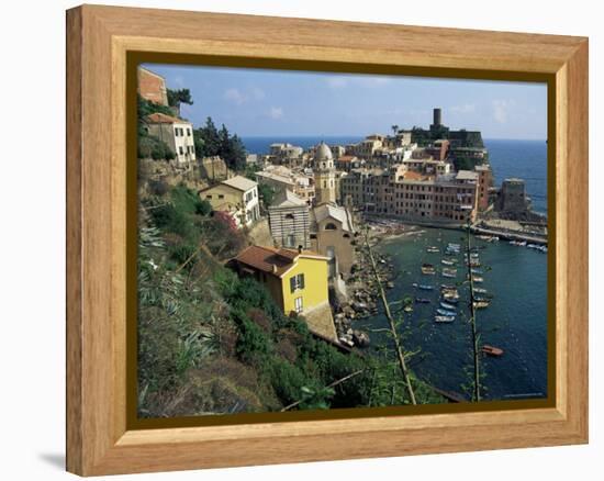 View of the Castle, Vernazza, Cinque Terre, Italian Riviera, Liguria, Italy-Sheila Terry-Framed Premier Image Canvas