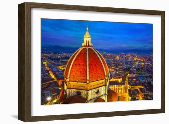 View of the Cathedral Santa Maria Del Fiore at Dusk. Florence, Italy-silver-john-Framed Photographic Print