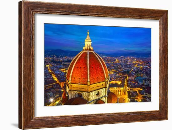 View of the Cathedral Santa Maria Del Fiore at Dusk. Florence, Italy-silver-john-Framed Photographic Print