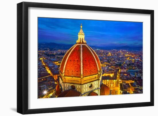 View of the Cathedral Santa Maria Del Fiore at Dusk. Florence, Italy-silver-john-Framed Photographic Print