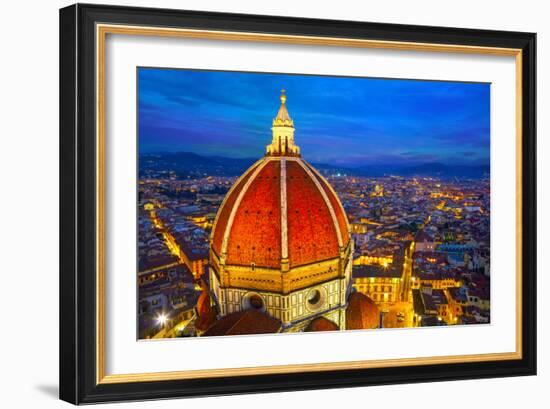 View of the Cathedral Santa Maria Del Fiore at Dusk. Florence, Italy-silver-john-Framed Photographic Print