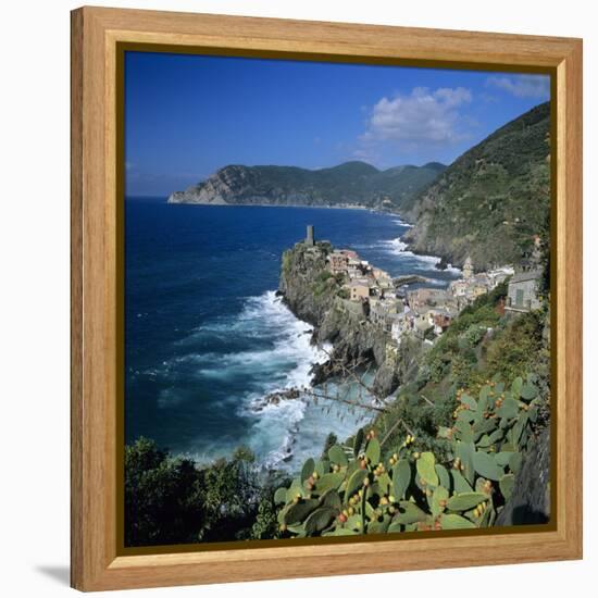 View of the Cinque Terre Village of Vernazza-Stuart Black-Framed Premier Image Canvas