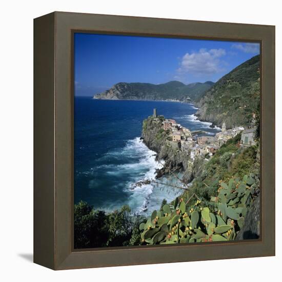 View of the Cinque Terre Village of Vernazza-Stuart Black-Framed Premier Image Canvas