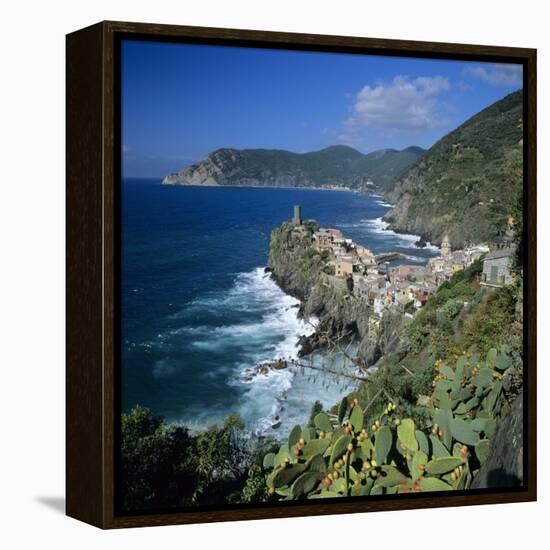 View of the Cinque Terre Village of Vernazza-Stuart Black-Framed Premier Image Canvas