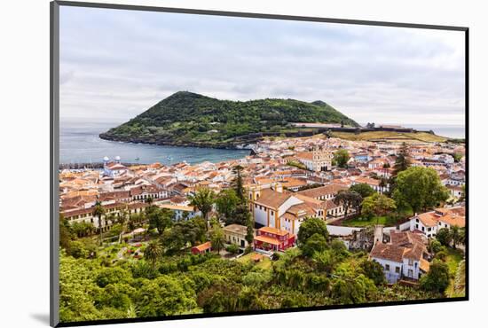View of the City of Angra Do Heroismo with Mount Brazil on Terceira Island-foodbytes-Mounted Photographic Print