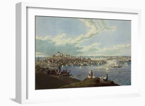 View of the City of Boston from Dorchester Heights-Robert Havell-Framed Premium Giclee Print