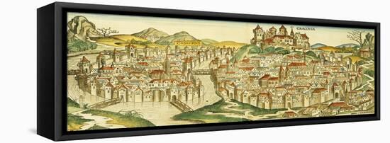 View of the City of Cracow, from the Nuremberg Chronicle by Hartmann Schedel 1493-null-Framed Premier Image Canvas