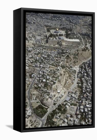 View of the City of David, with the Old City of Jerusalem in the Background-null-Framed Premier Image Canvas