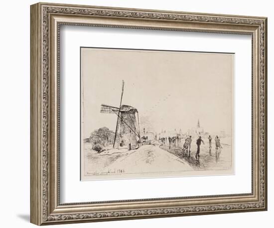 View of the City of Maaslins, 1862 (Etching)-Johan-Barthold Jongkind-Framed Giclee Print