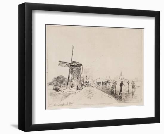 View of the City of Maaslins, 1862 (Etching)-Johan-Barthold Jongkind-Framed Giclee Print