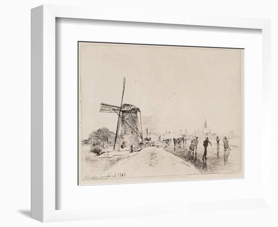 View of the City of Maaslins, 1862 (Etching)-Johan-Barthold Jongkind-Framed Giclee Print