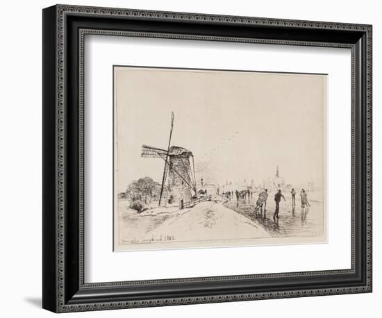 View of the City of Maaslins, 1862 (Etching)-Johan-Barthold Jongkind-Framed Giclee Print