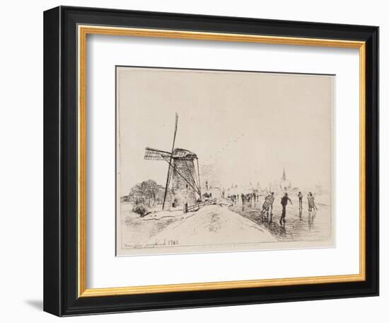 View of the City of Maaslins, 1862 (Etching)-Johan-Barthold Jongkind-Framed Giclee Print