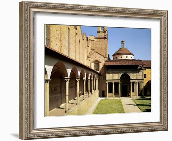 View of the Cloisters and the Pazzi Chapel, 1429-46-Filippo Brunelleschi-Framed Giclee Print