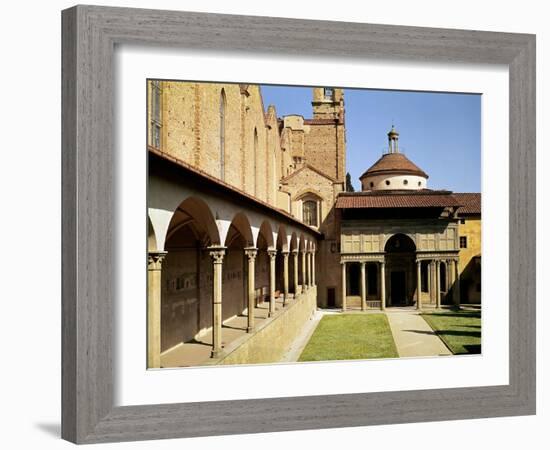 View of the Cloisters and the Pazzi Chapel, 1429-46-Filippo Brunelleschi-Framed Giclee Print