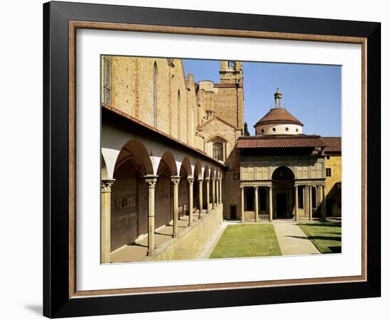 View of the Cloisters and the Pazzi Chapel, 1429-46-Filippo Brunelleschi-Framed Giclee Print