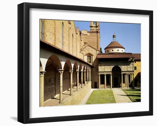 View of the Cloisters and the Pazzi Chapel, 1429-46-Filippo Brunelleschi-Framed Giclee Print