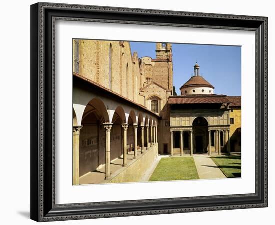 View of the Cloisters and the Pazzi Chapel, 1429-46-Filippo Brunelleschi-Framed Giclee Print