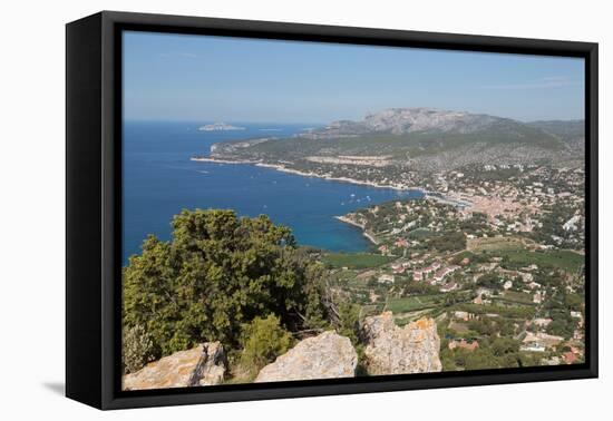 View of the Coastline and the Historic Town of Cassis from a Hilltop, France-Martin Child-Framed Premier Image Canvas