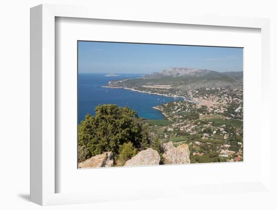 View of the Coastline and the Historic Town of Cassis from a Hilltop, France-Martin Child-Framed Photographic Print