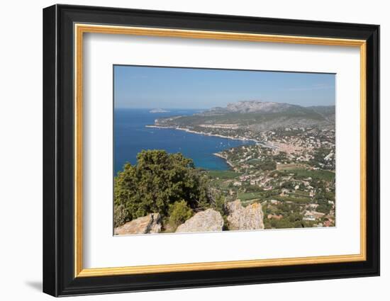 View of the Coastline and the Historic Town of Cassis from a Hilltop, France-Martin Child-Framed Photographic Print