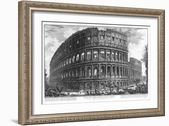 View of the Colosseum in Rome by Piranesi, 1761 (Engraving)-Giovanni Battista Piranesi-Framed Giclee Print