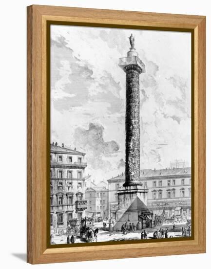 View of the Column of Marcus Aurelius in the Piazza Colonna, from the 'Views of Rome' Series,…-Giovanni Battista Piranesi-Framed Premier Image Canvas