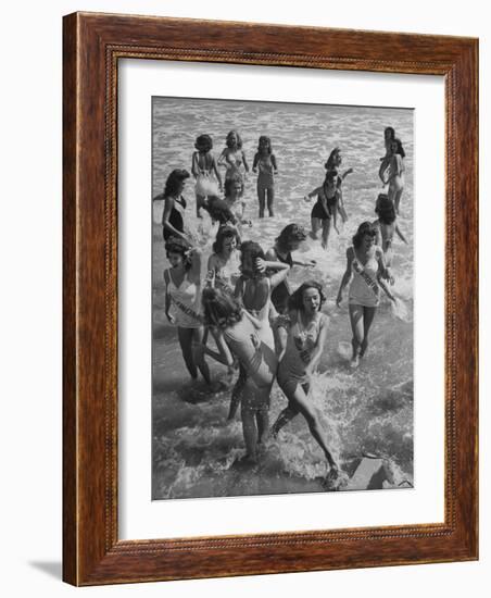 View of the Contestants at the Atlantic City Beauty Contest-Peter Stackpole-Framed Photographic Print