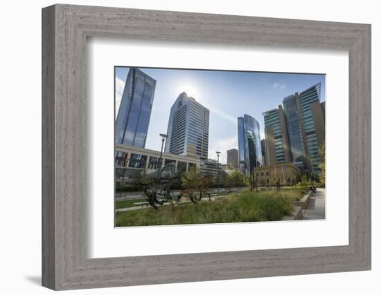 View of the Courthouse in Courthouse Park and surrounding urban office buildings, Downtown Calgary,-Frank Fell-Framed Photographic Print