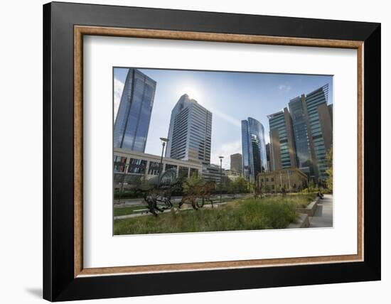 View of the Courthouse in Courthouse Park and surrounding urban office buildings, Downtown Calgary,-Frank Fell-Framed Photographic Print