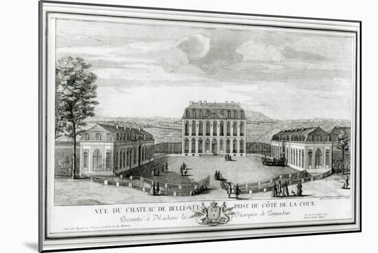 View of the Courtyard Facade of the Bellevue Castle, c.1750-Jacques Rigaud-Mounted Giclee Print