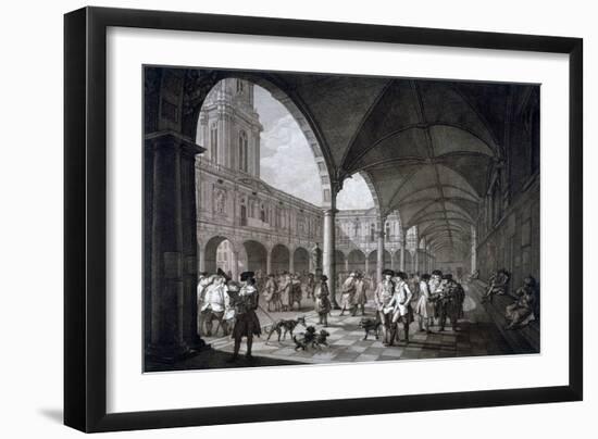 View of the Courtyard in the Royal Exchange with Merchants and Brokers, City of London, 1788-Francesco Bartolozzi-Framed Giclee Print