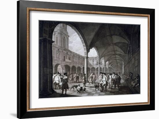 View of the Courtyard in the Royal Exchange with Merchants and Brokers, City of London, 1788-Francesco Bartolozzi-Framed Giclee Print