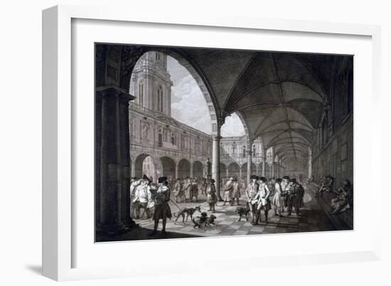 View of the Courtyard in the Royal Exchange with Merchants and Brokers, City of London, 1788-Francesco Bartolozzi-Framed Giclee Print