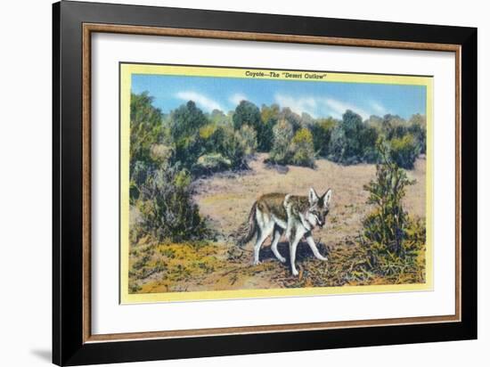 View of the Desert Outlaw, the Coyote-Lantern Press-Framed Art Print