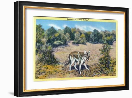 View of the Desert Outlaw, the Coyote-Lantern Press-Framed Art Print