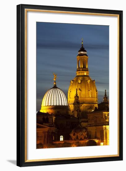 View of the Dome of the Frauenkirche at Night, Dresden, Saxony, Germany, Europe-Miles Ertman-Framed Photographic Print