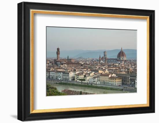 View of the Duomo with Brunelleschi Dome and Palazzo Vecchio from Piazzale Michelangelo, Florence,-Roberto Moiola-Framed Photographic Print