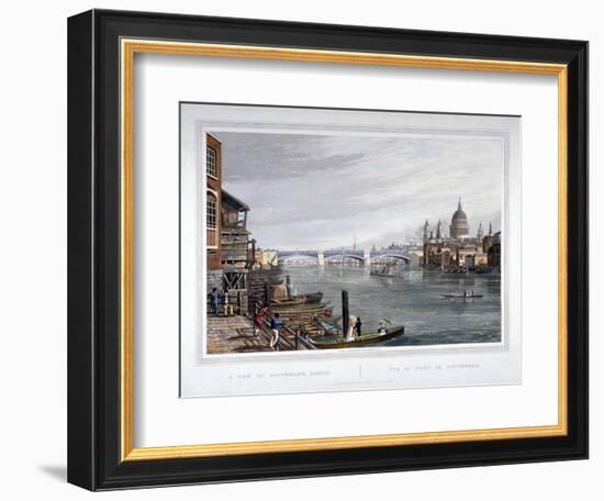 View of the East Side of Southwark Bridge, London, 1820-Robert Havell the Younger-Framed Giclee Print