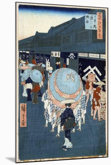 View of the First Street on Nihonbashidori (One Hundred Famous Views of Ed), 1856-1858-Utagawa Hiroshige-Mounted Giclee Print