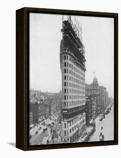 View of the Flatiron Building under Construction in New York City-null-Framed Premier Image Canvas