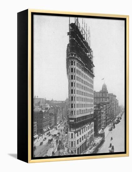 View of the Flatiron Building under Construction in New York City-null-Framed Premier Image Canvas