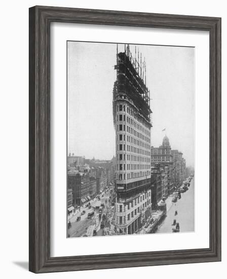 View of the Flatiron Building under Construction in New York City-null-Framed Photographic Print