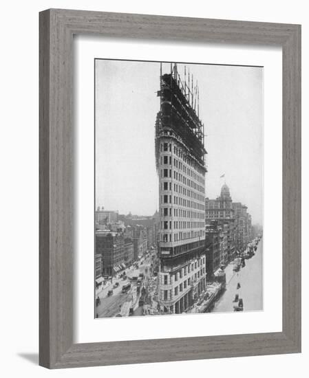 View of the Flatiron Building under Construction in New York City-null-Framed Photographic Print