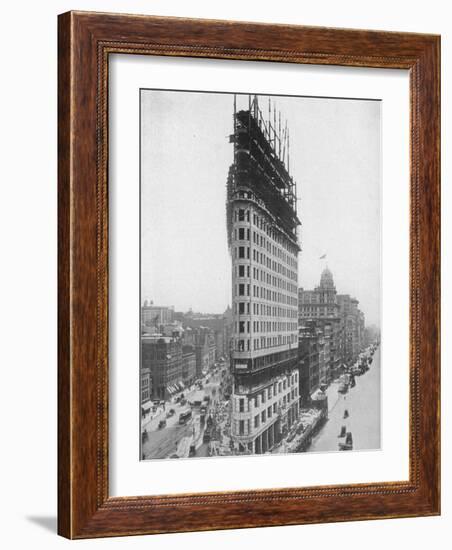 View of the Flatiron Building under Construction in New York City--Framed Photographic Print