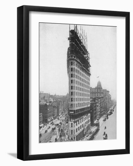 View of the Flatiron Building under Construction in New York City-null-Framed Photographic Print