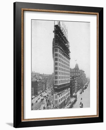 View of the Flatiron Building under Construction in New York City--Framed Photographic Print
